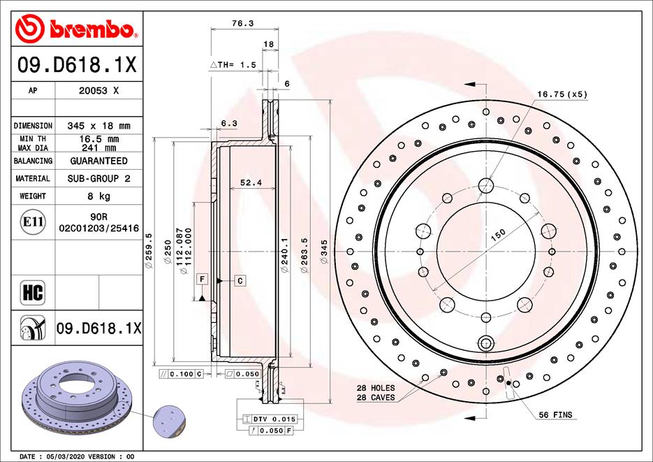 BREMBO 09.D618.1X XTRA LINE...