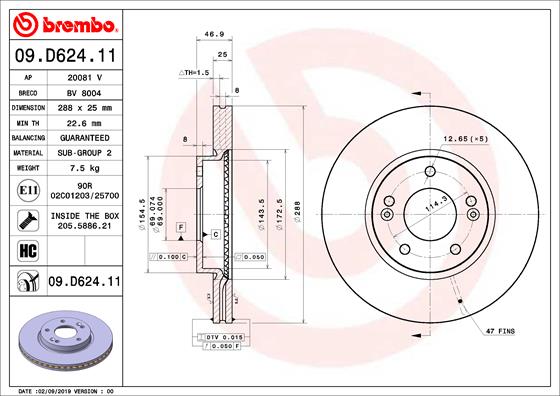 BREMBO 09.D624.11 Bremsscheibe