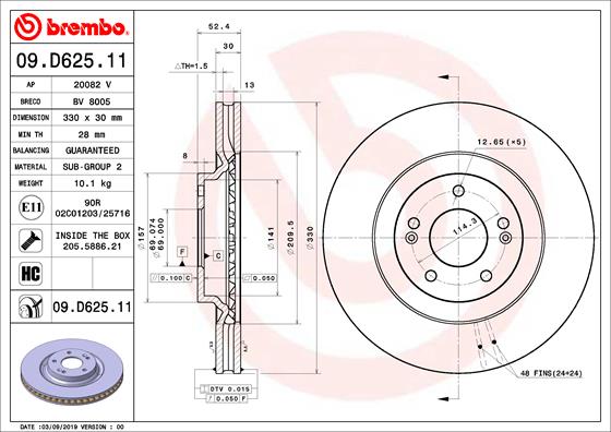 BREMBO 09.D625.11 Bremsscheibe