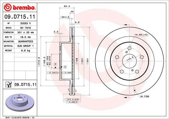 BREMBO 09.D715.11 PRIME LINE - UV Coated Bremsscheibe
