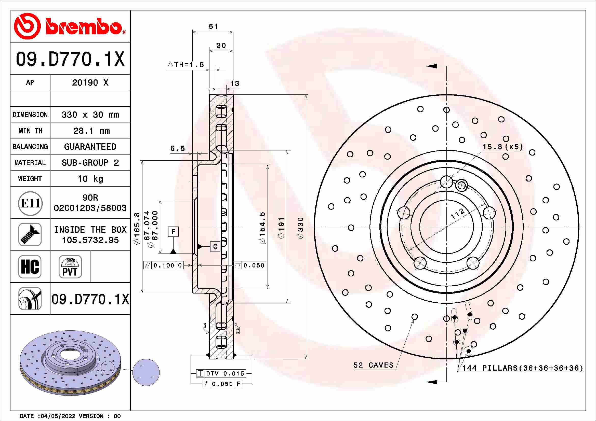 BREMBO 09.D770.1X XTRA LINE...