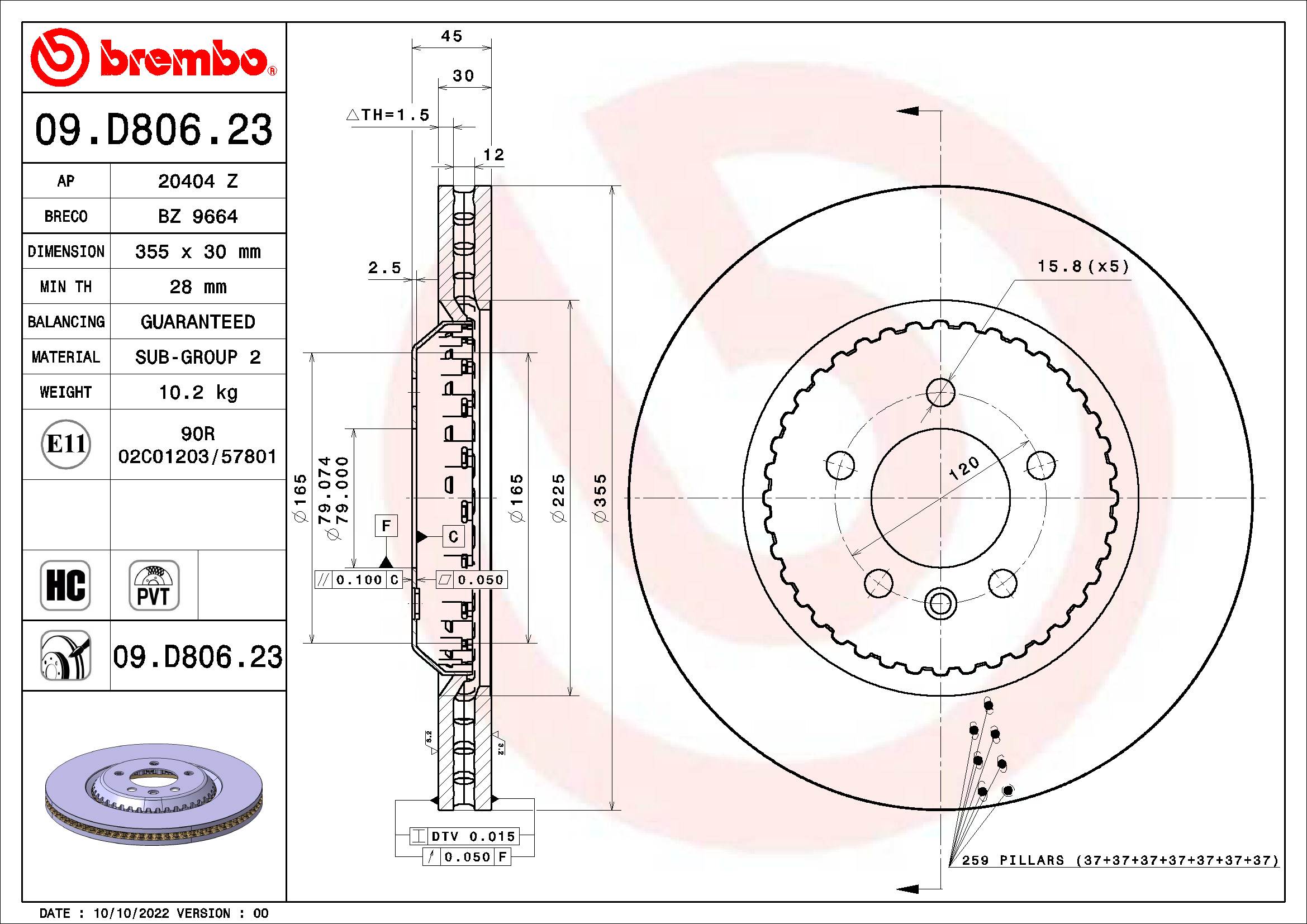 BREMBO 09.D806.23 PRIME...