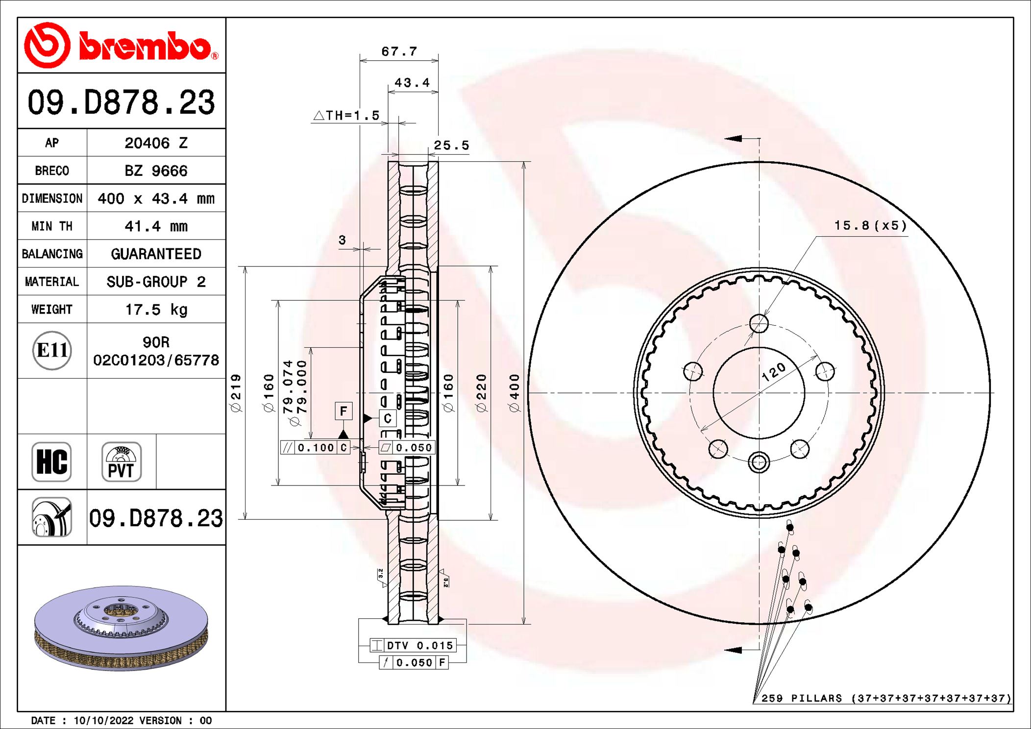 BREMBO 09.D878.23 PRIME...