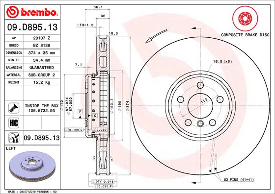 BREMBO 09.D895.13 Brzdový...