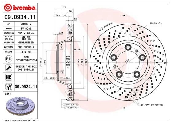 BREMBO 09.D934.11 Bremsscheibe