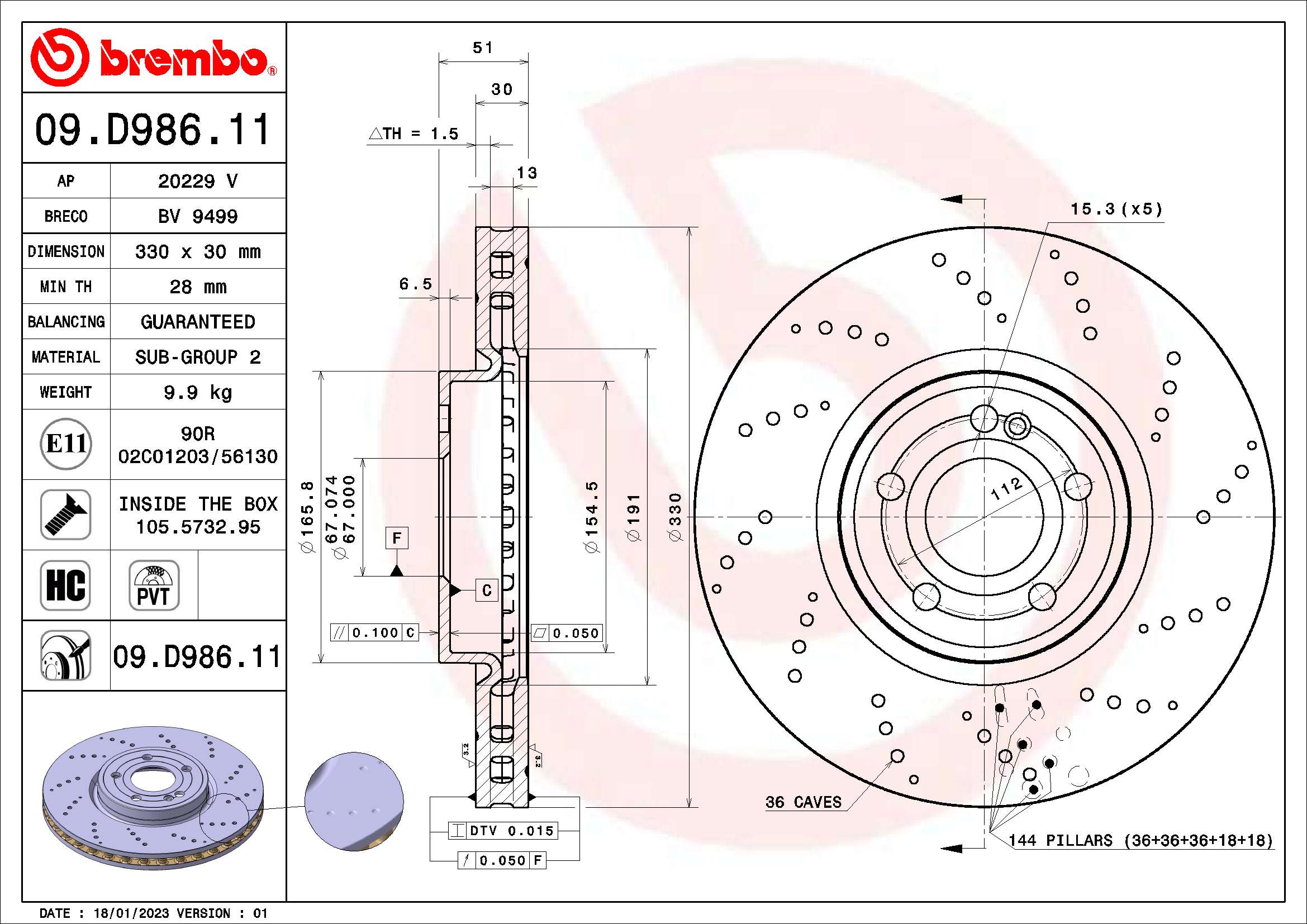 BREMBO 09.D986.11 PRIME...