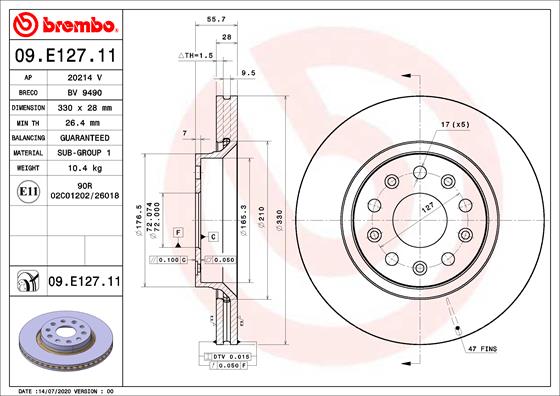 BREMBO 09.E127.11 Brzdový...