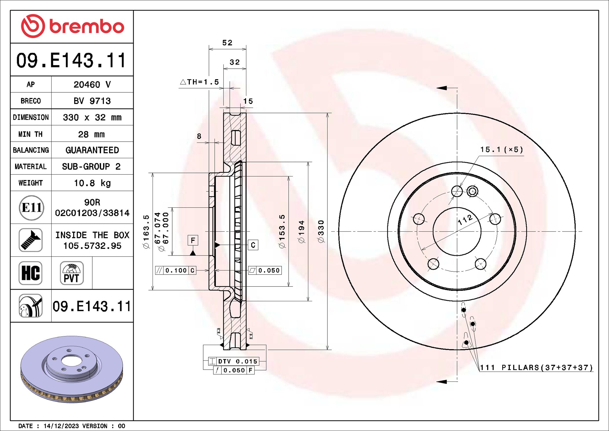 BREMBO 09.E143.11 PRIME...