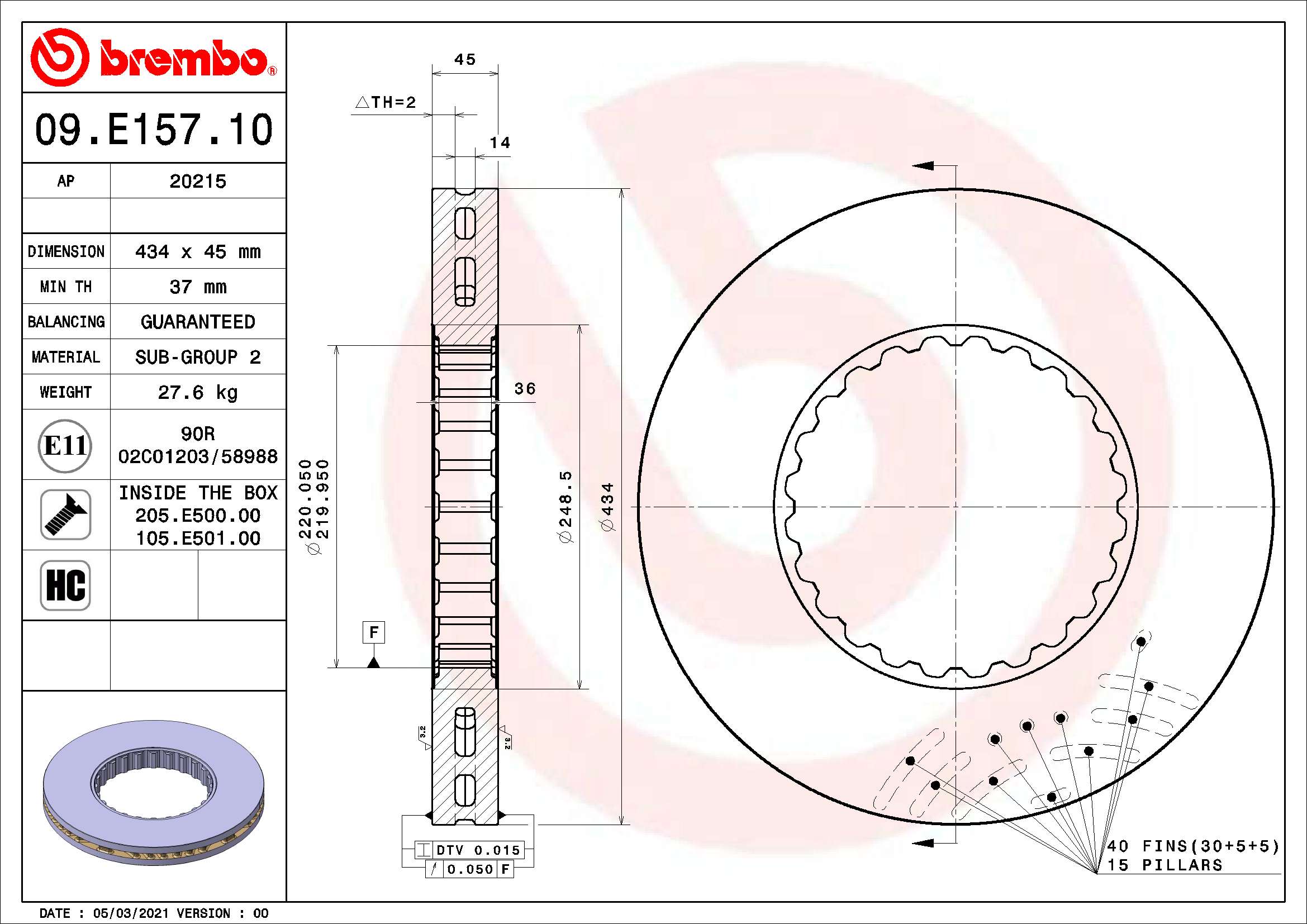 BREMBO 09.E157.10 PRIME LINE - Ring Bremsscheibe