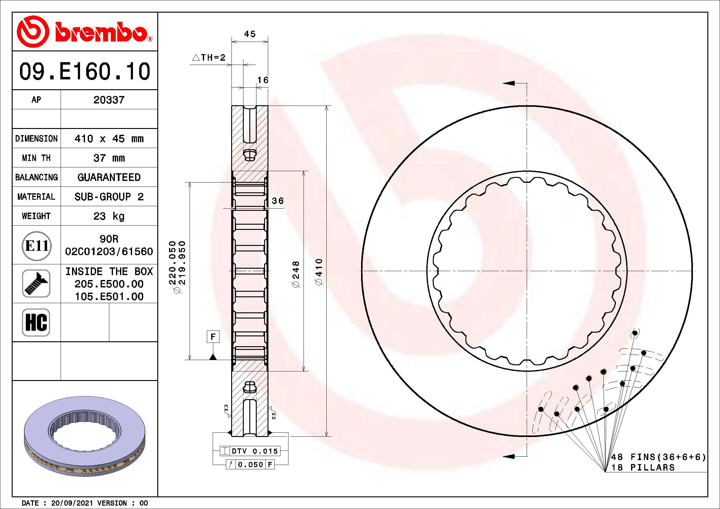 BREMBO 09.E160.10 PRIME LINE - Ring Bremsscheibe