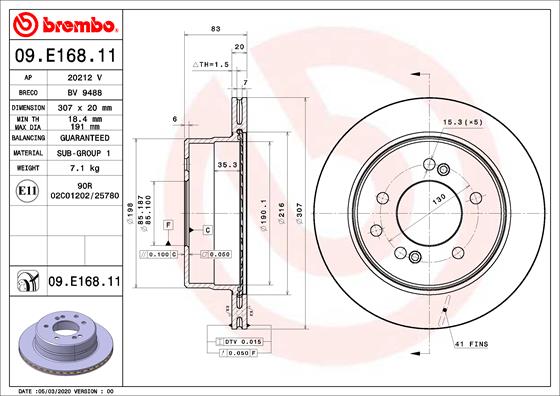 BREMBO 09.E168.11 Discofreno