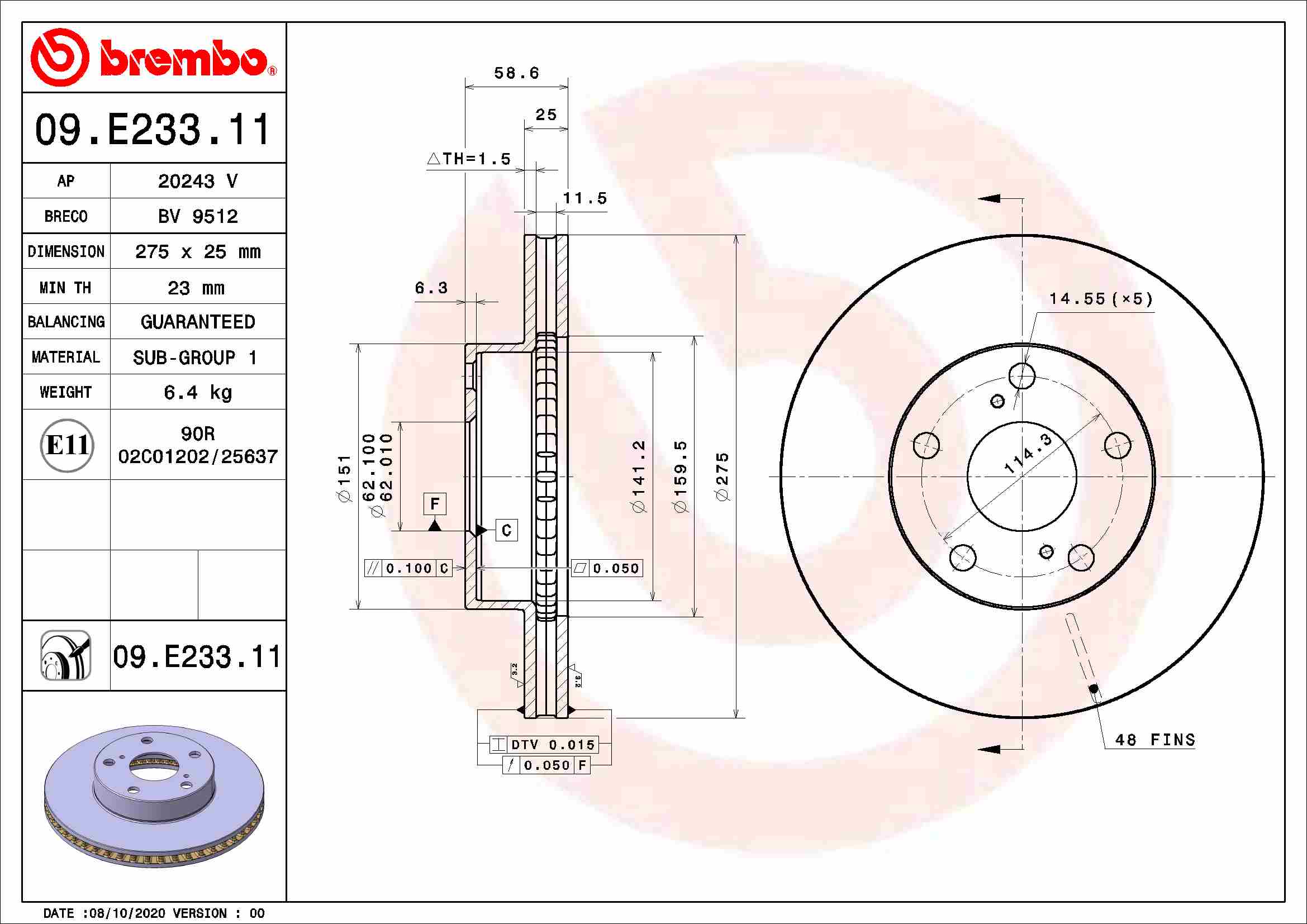 BREMBO 09.E233.11 Brzdový...