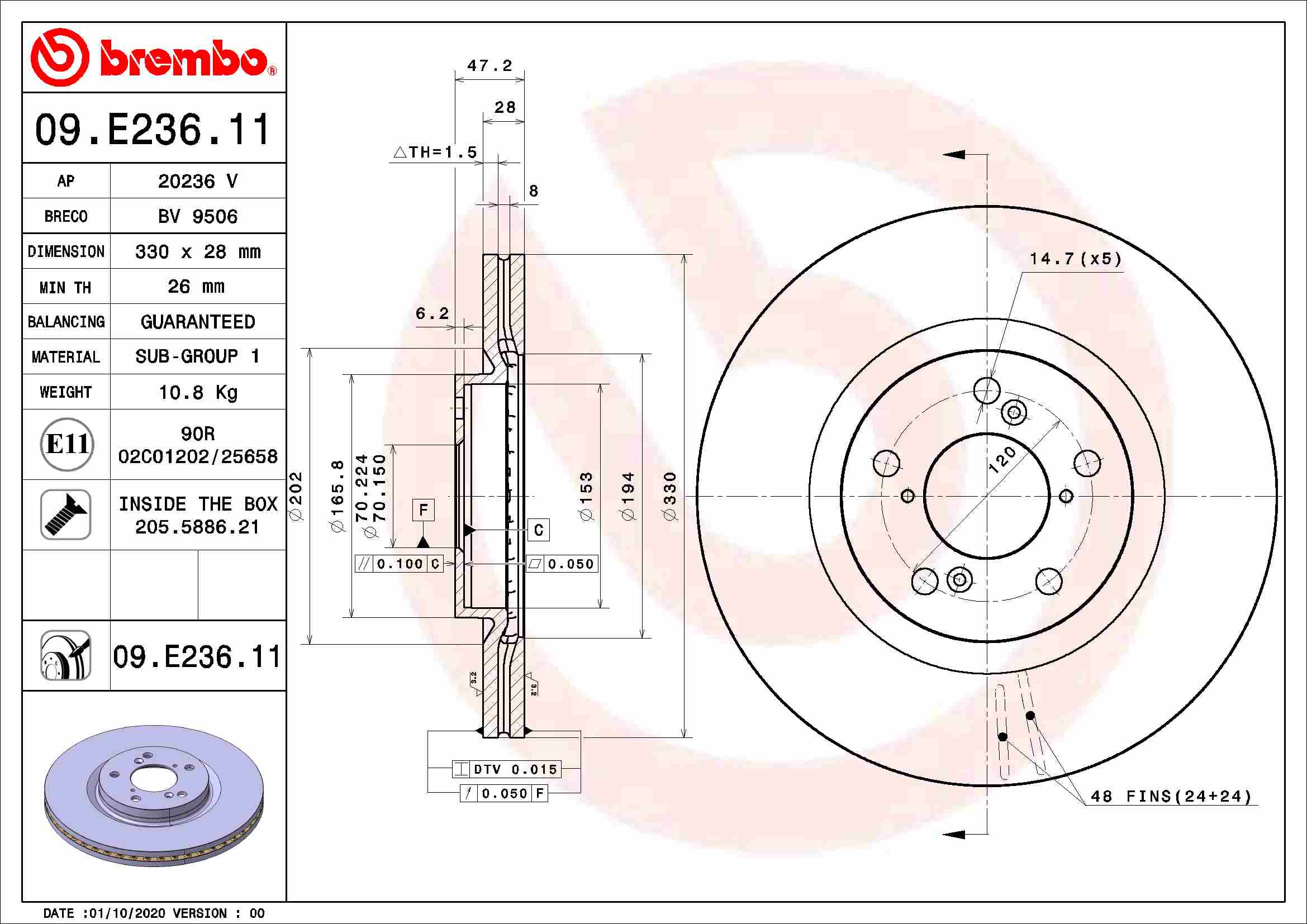 BREMBO 09.E236.11 Discofreno