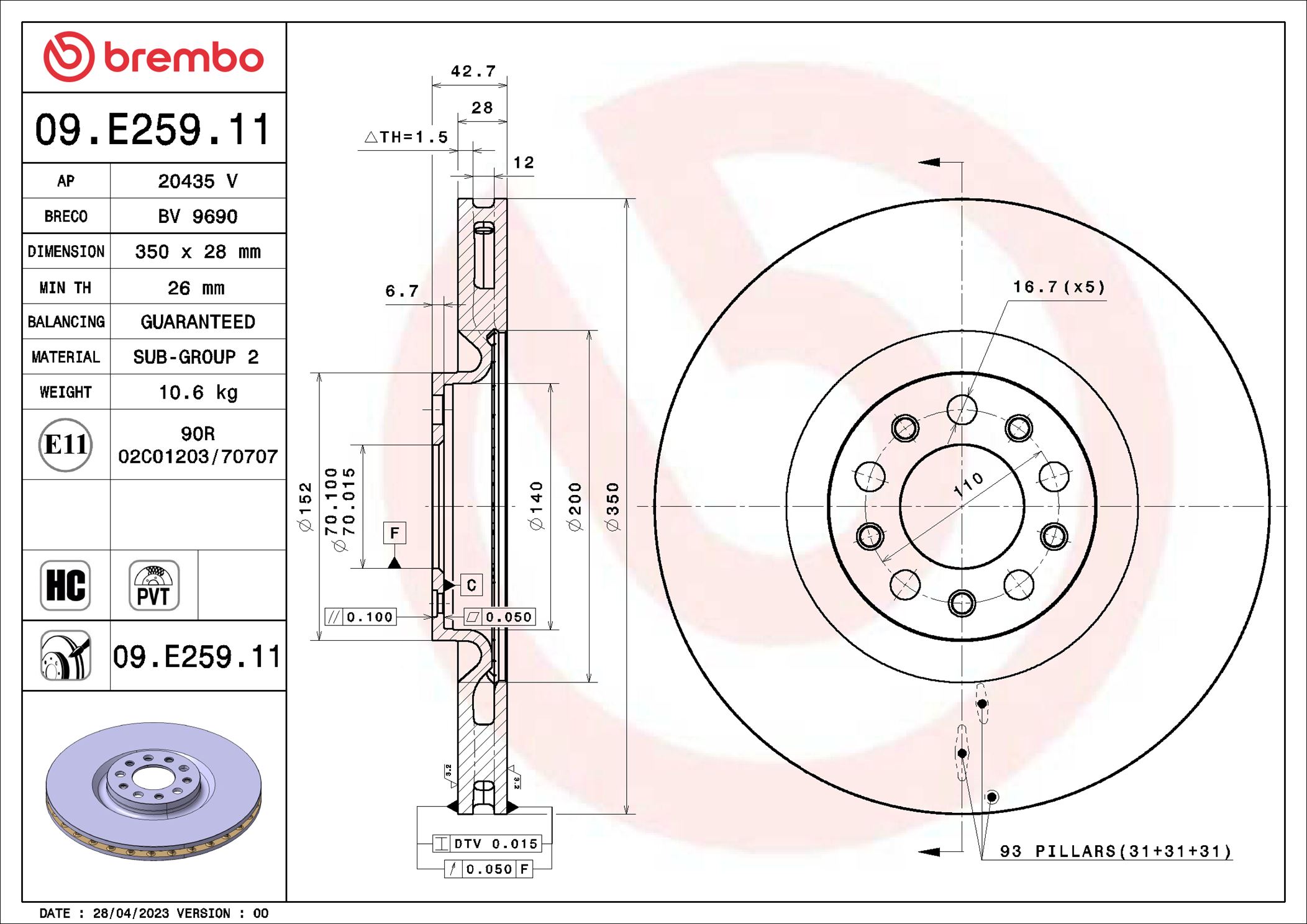 BREMBO 09.E259.11 PRIME...