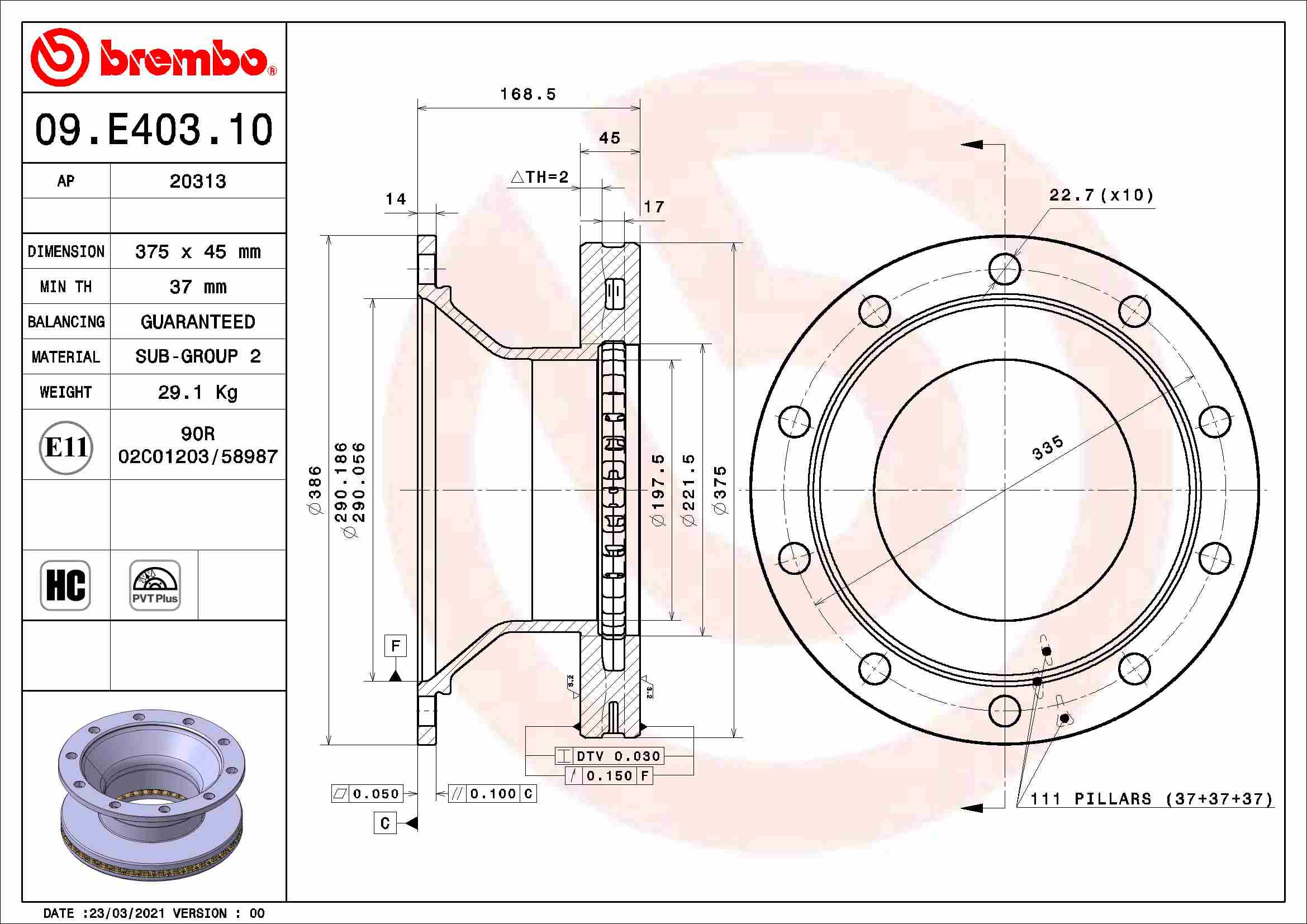 BREMBO 09.E403.10 Brzdový...