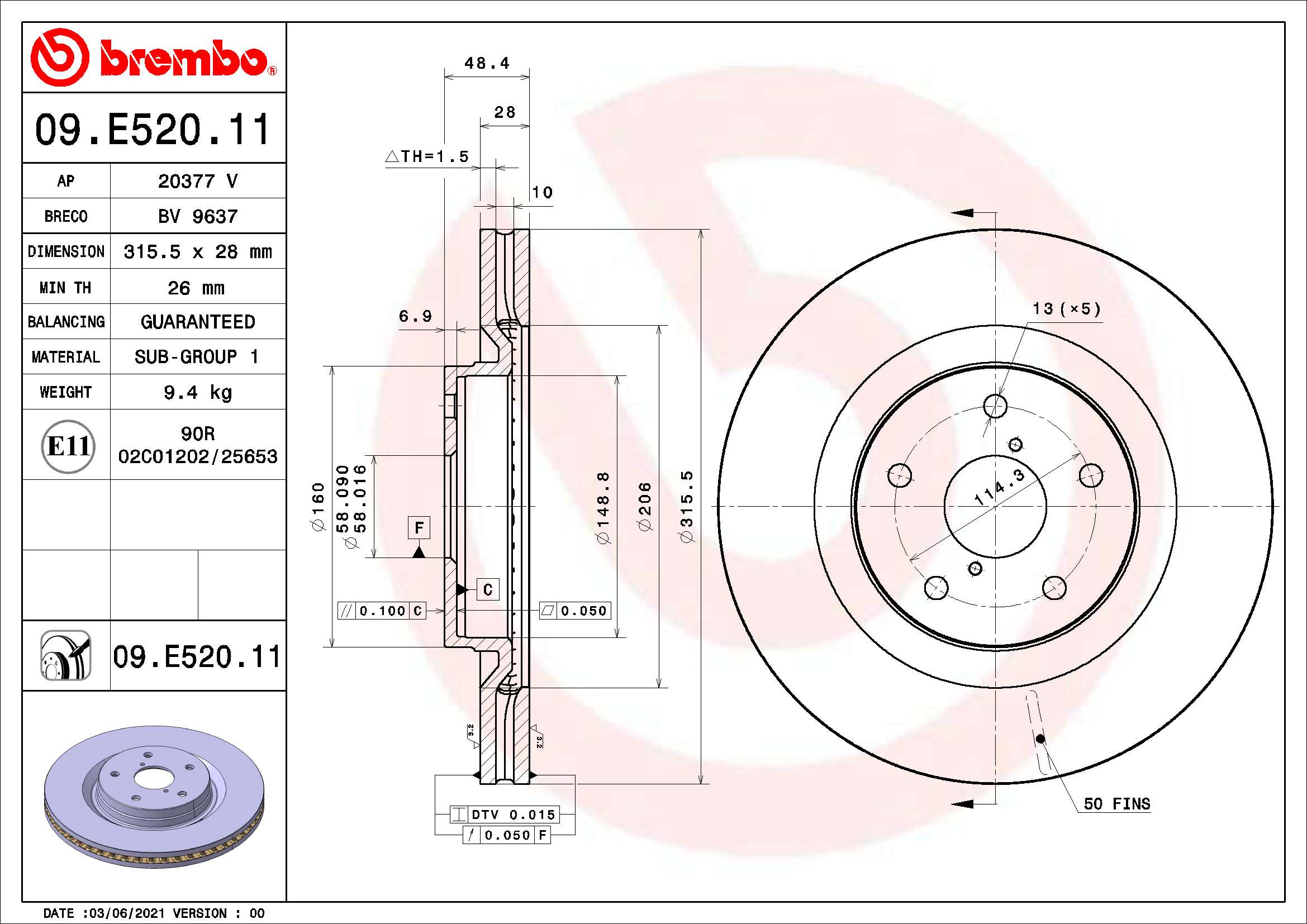 BREMBO 09.E520.11 PRIME...