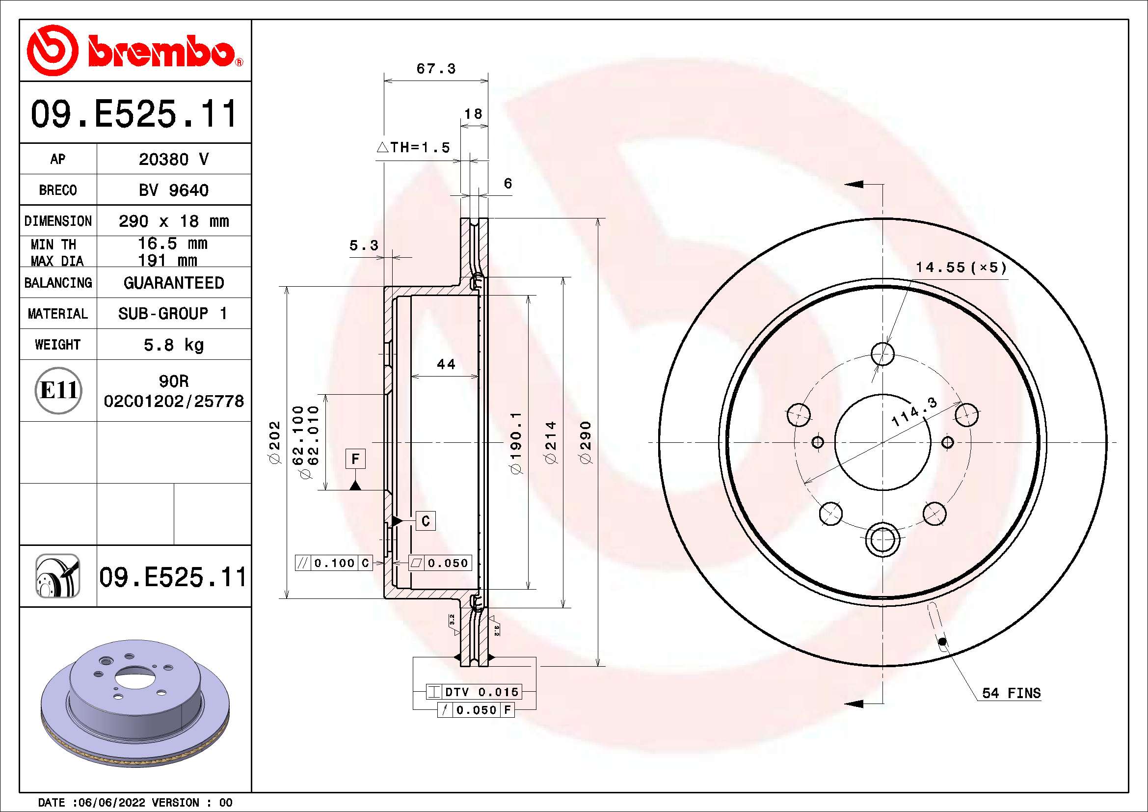 BREMBO 09.E525.11 PRIME...