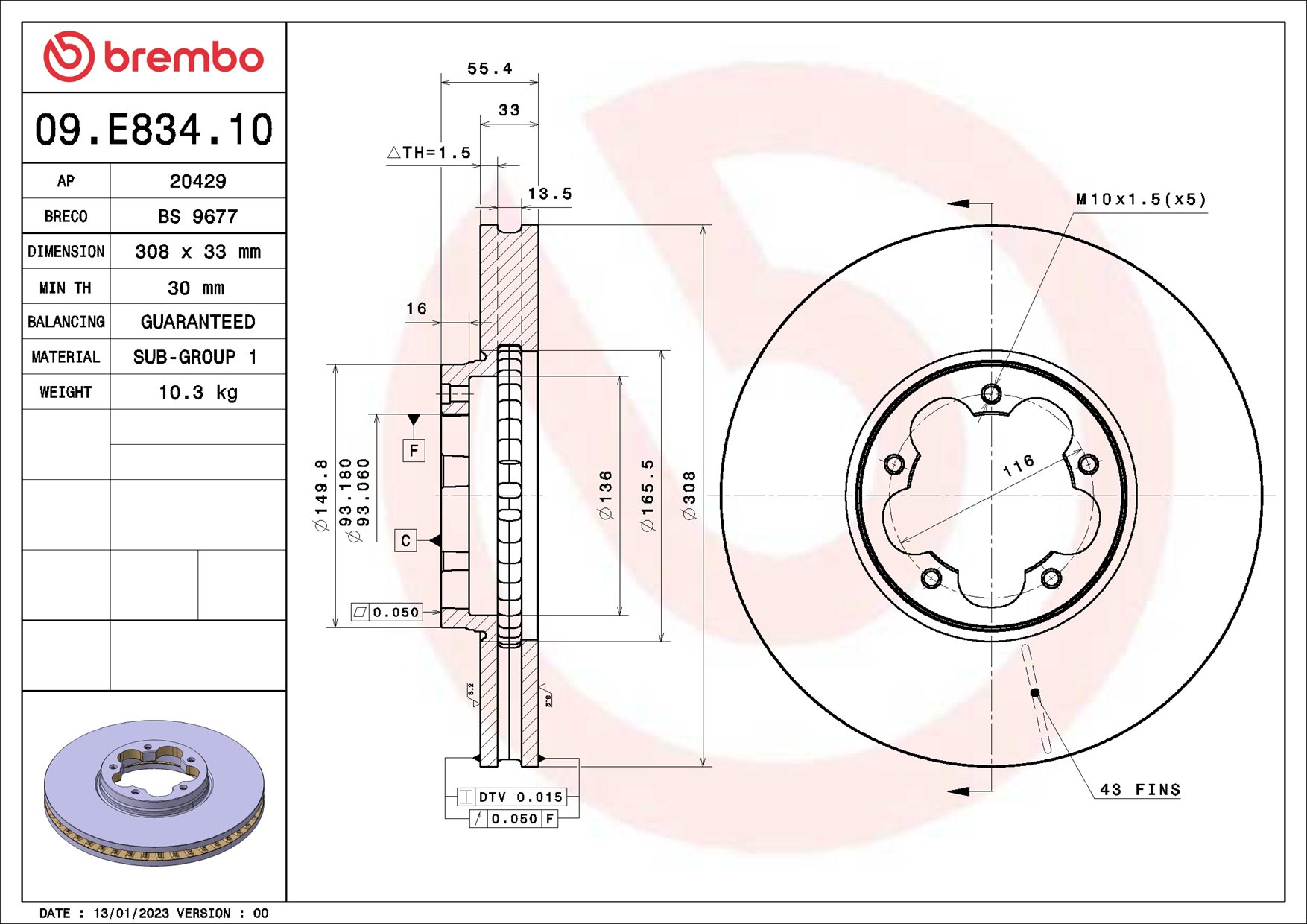 BREMBO 09.E834.10 PRIME...
