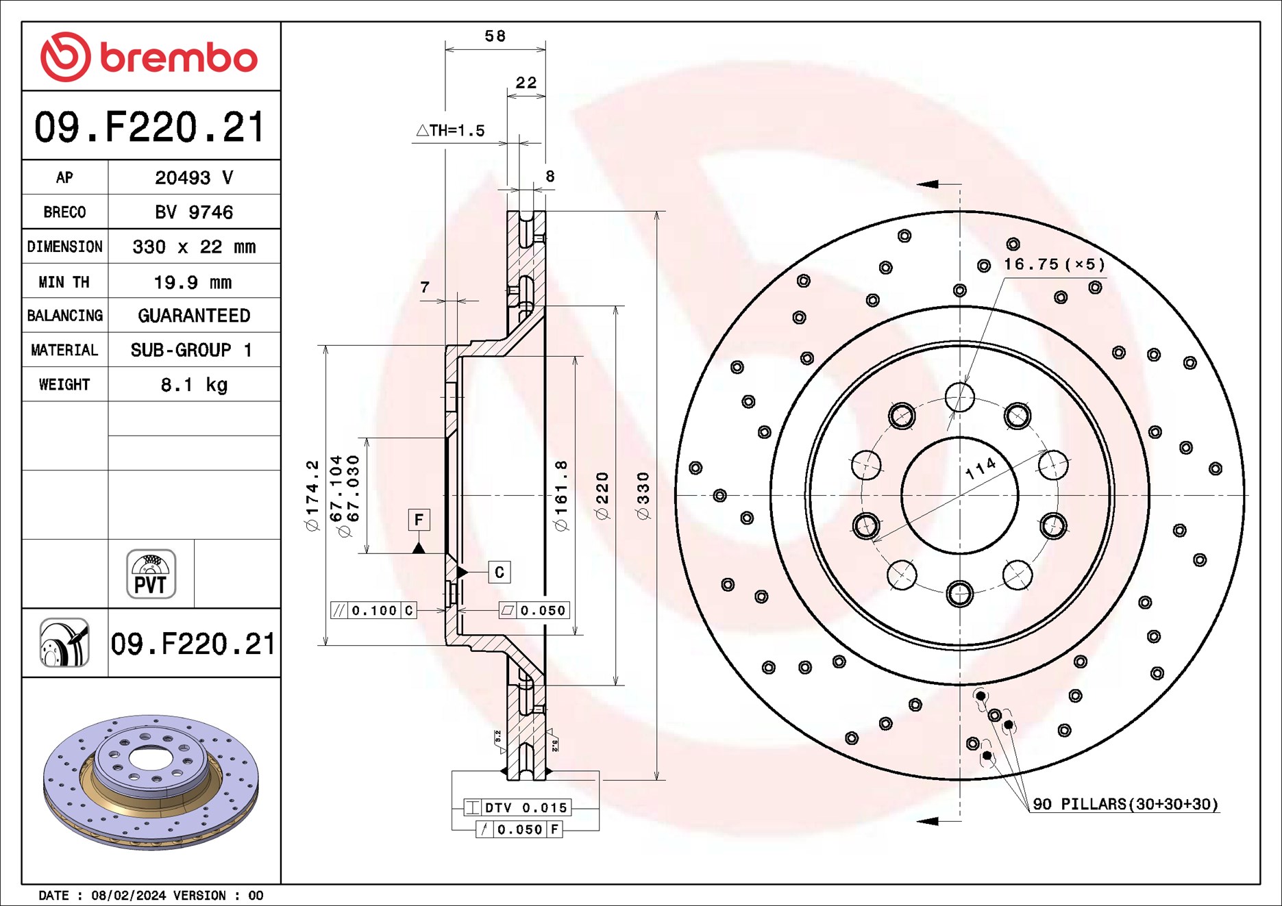 BREMBO 09.F220.21 PRIME...
