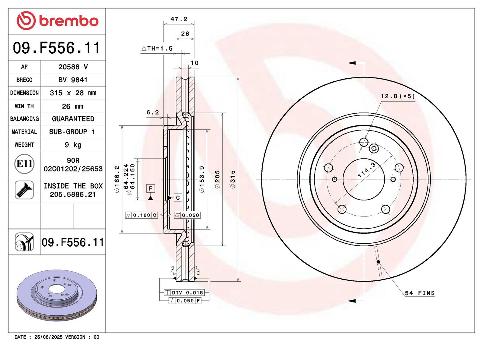 BREMBO 09.F556.11 PRIME LINE - UV Coated Brzdový kotúč