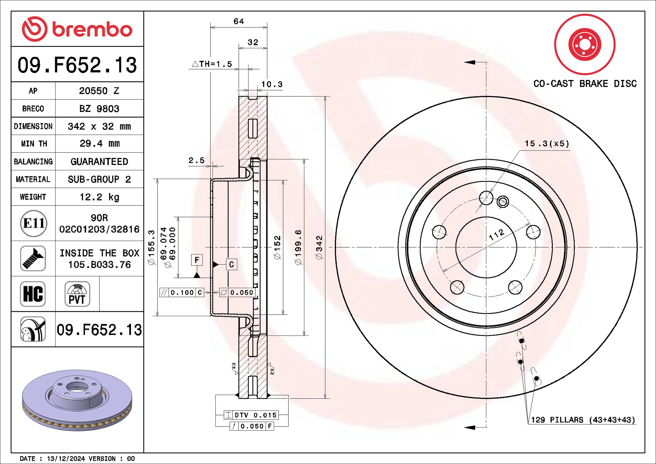BREMBO 09.F652.13 PRIME...