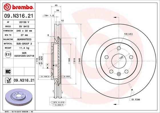 BREMBO 09.N316.21 PRIME...