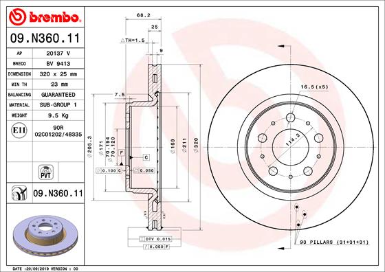 BREMBO 09.N360.11 Bremsscheibe