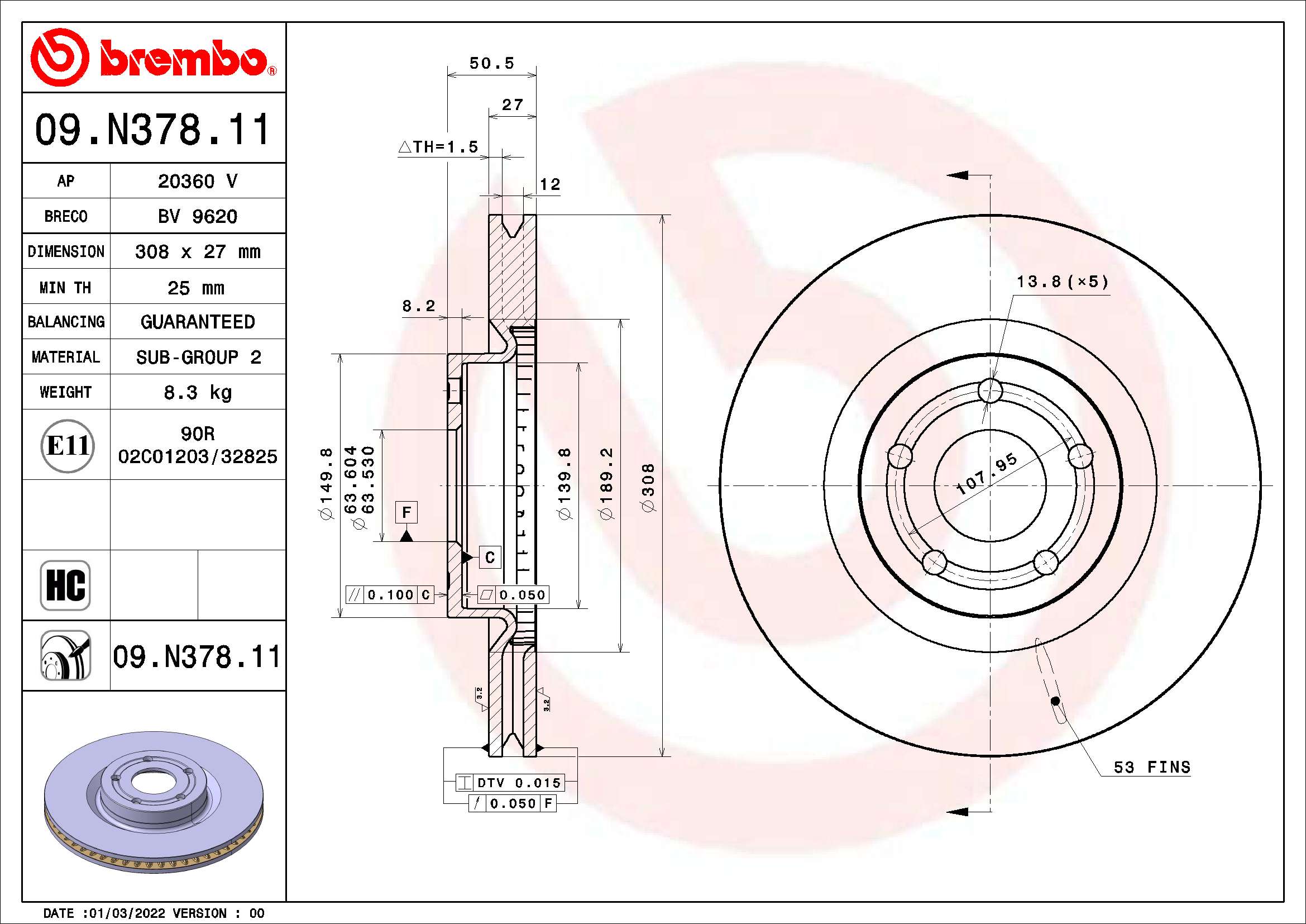 BREMBO 09.N378.11 PRIME...