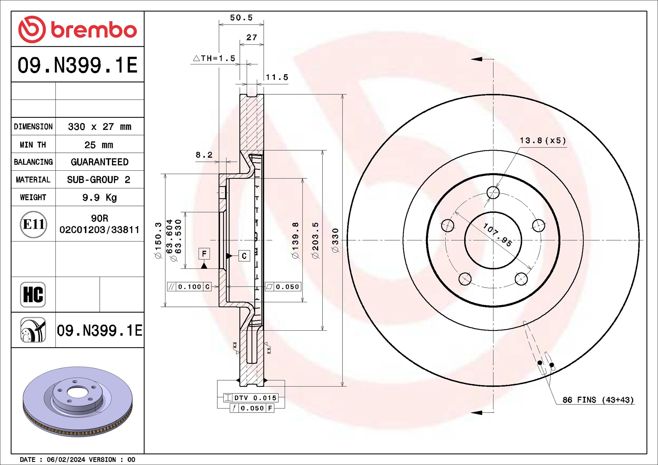 BREMBO KT 08 077 BEYOND LINE - EV Bremsensatz, Scheibenbremse