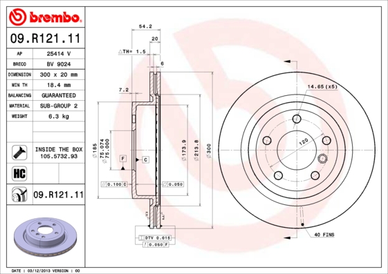 BREMBO 09.R121.11 Discofreno