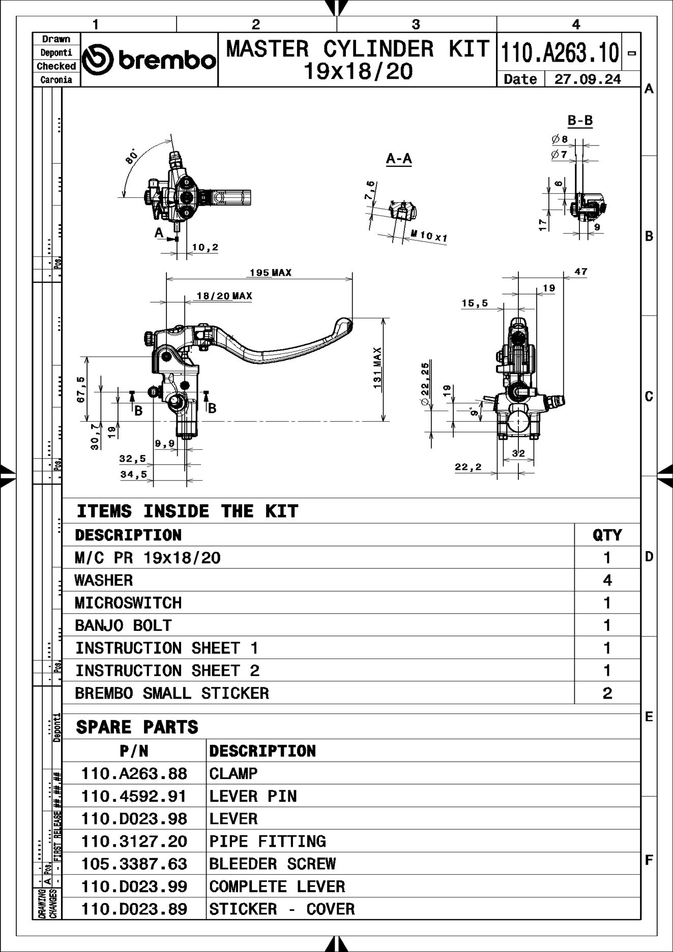 BREMBO 110A26310 UPGRADE - BrakeMasterCylinder - RCS Handbremszylinder (Zweirad)