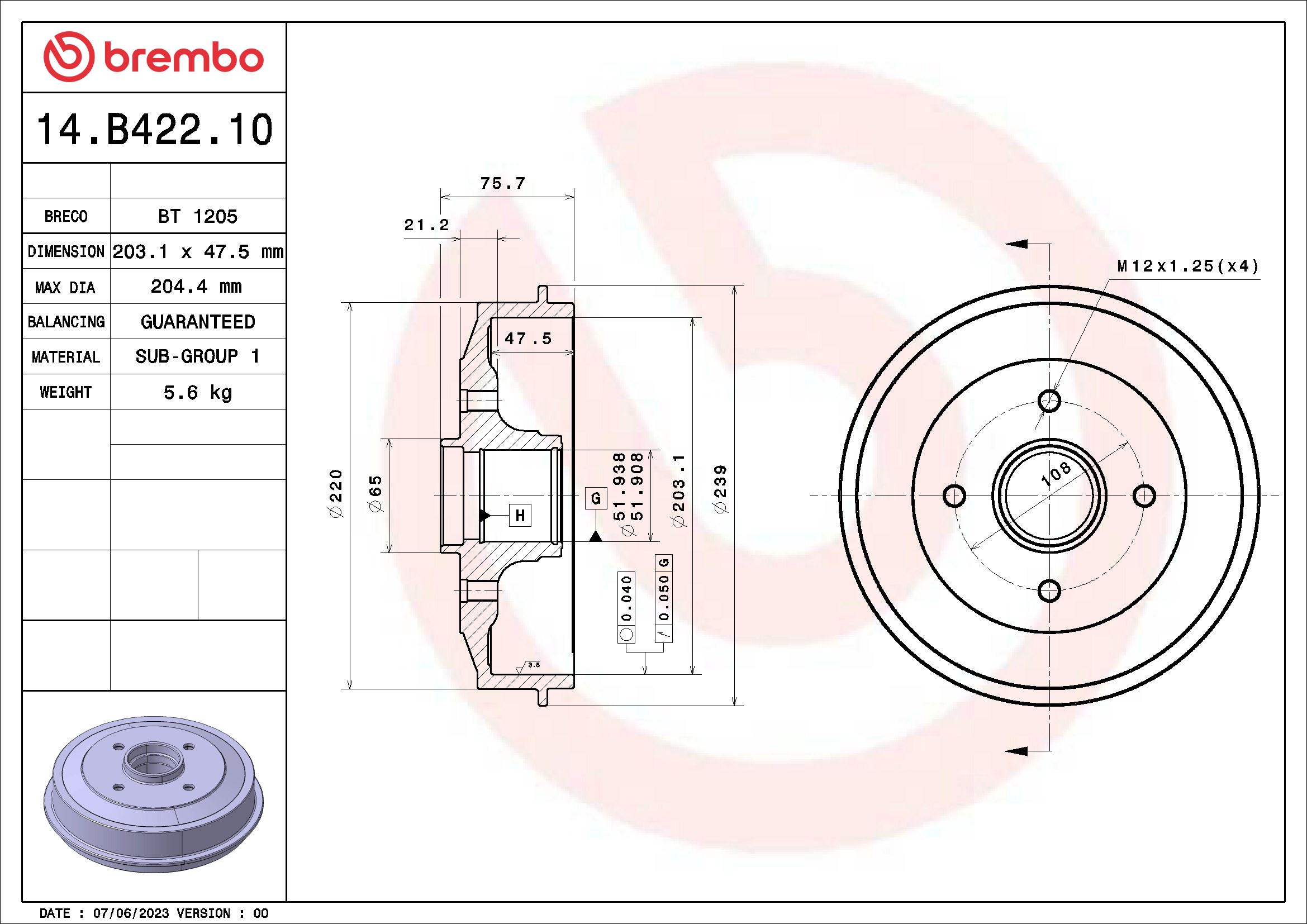 BREMBO 14.B422.10 ESSENTIAL...