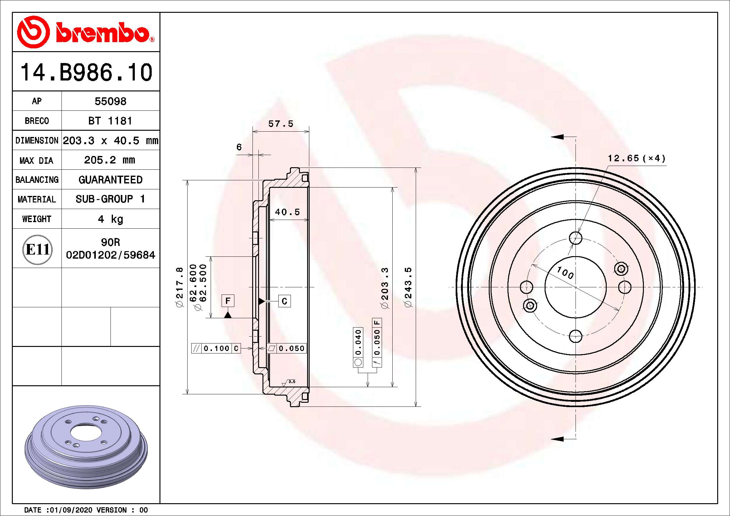 BREMBO 14.B986.10 ESSENTIAL...