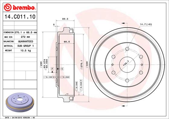 BREMBO 14.C011.10 Bremstrommel