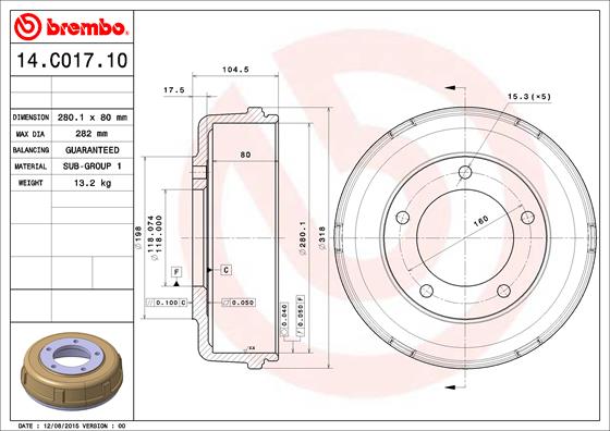 BREMBO 14.C017.10 Tamburo...