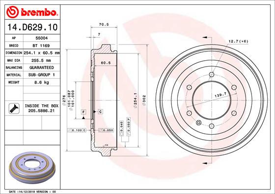 BREMBO 14.D629.10 Brzdový...