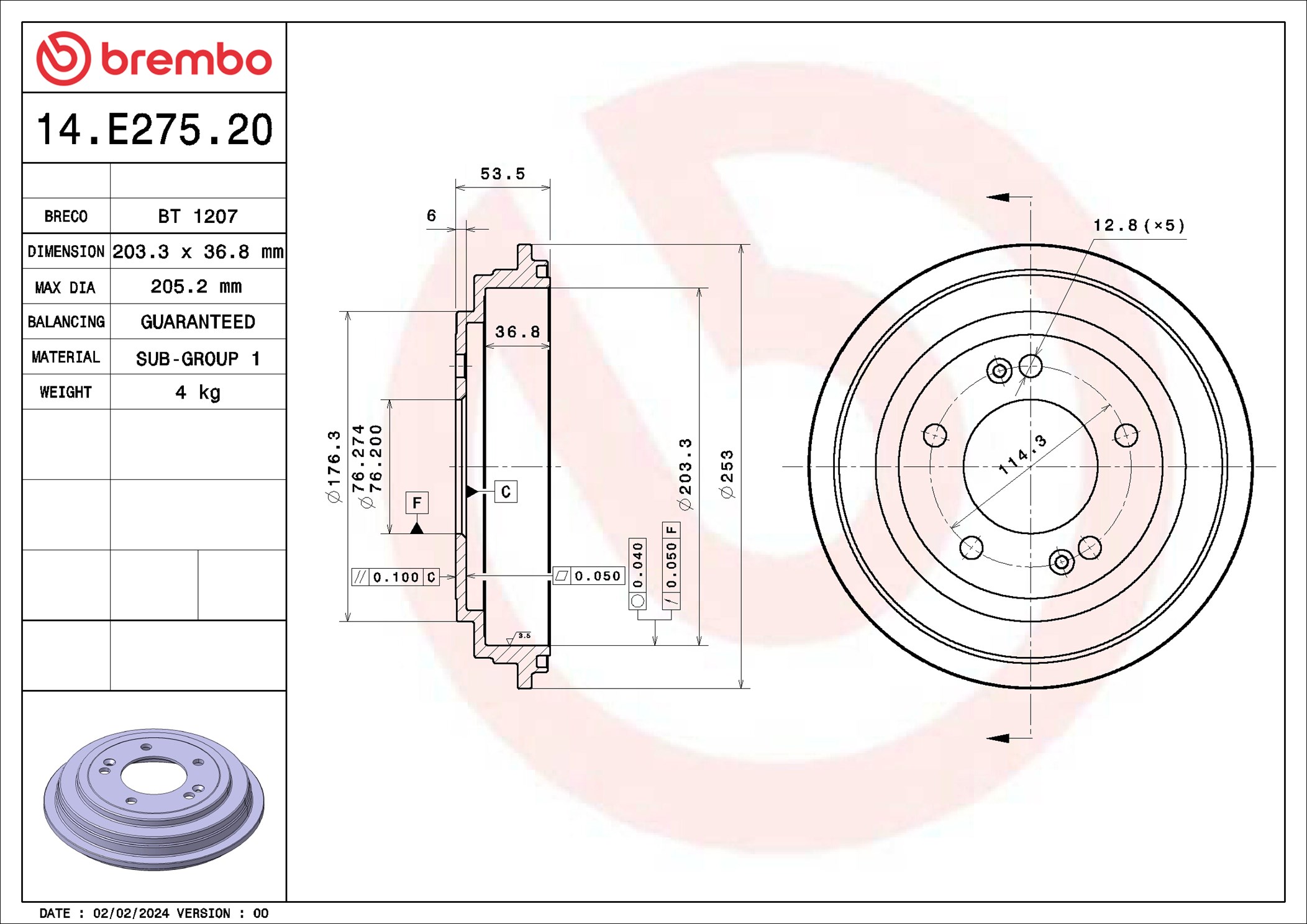 BREMBO 14.E275.20 ESSENTIAL...