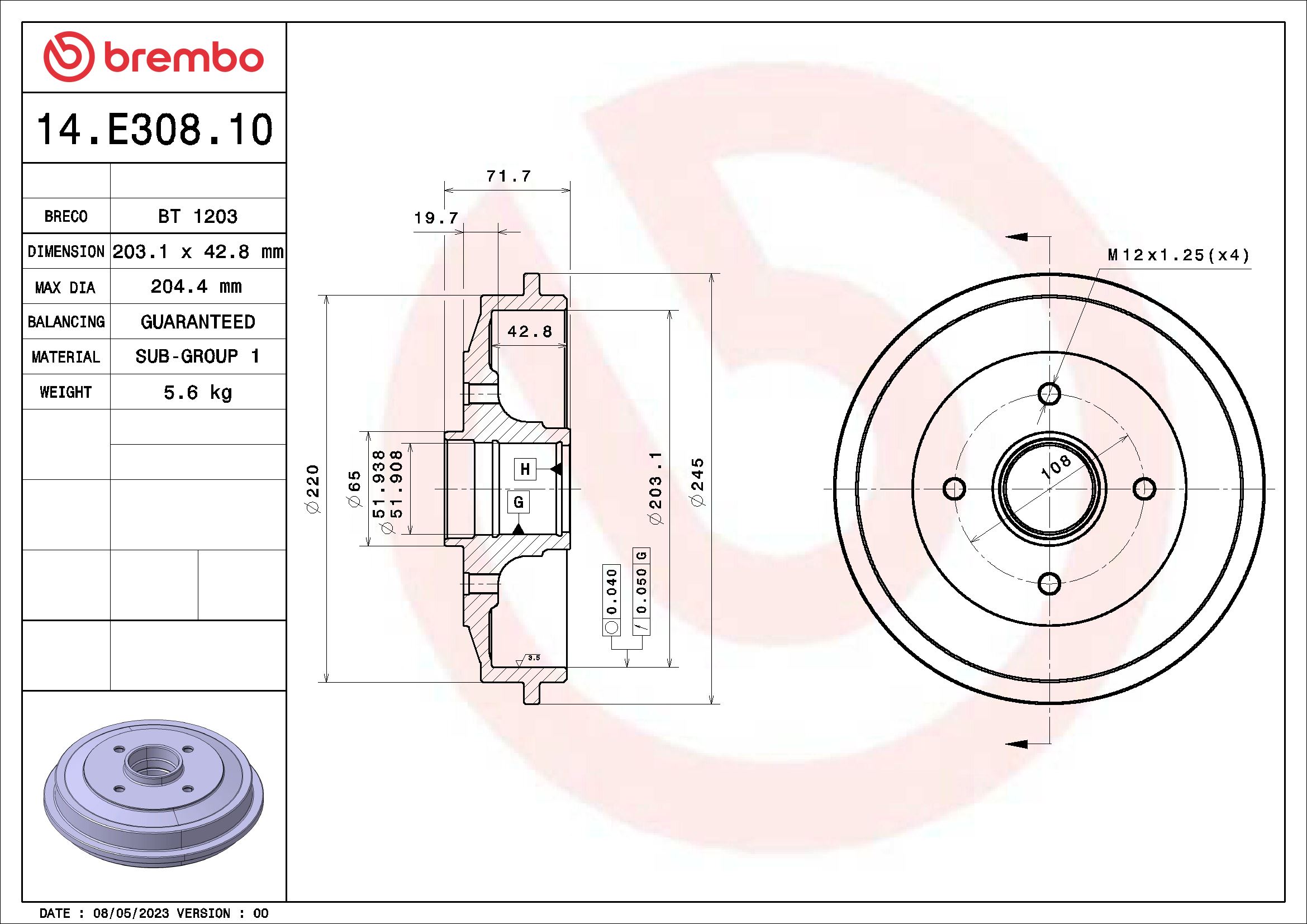 BREMBO 14.E308.10 ESSENTIAL...