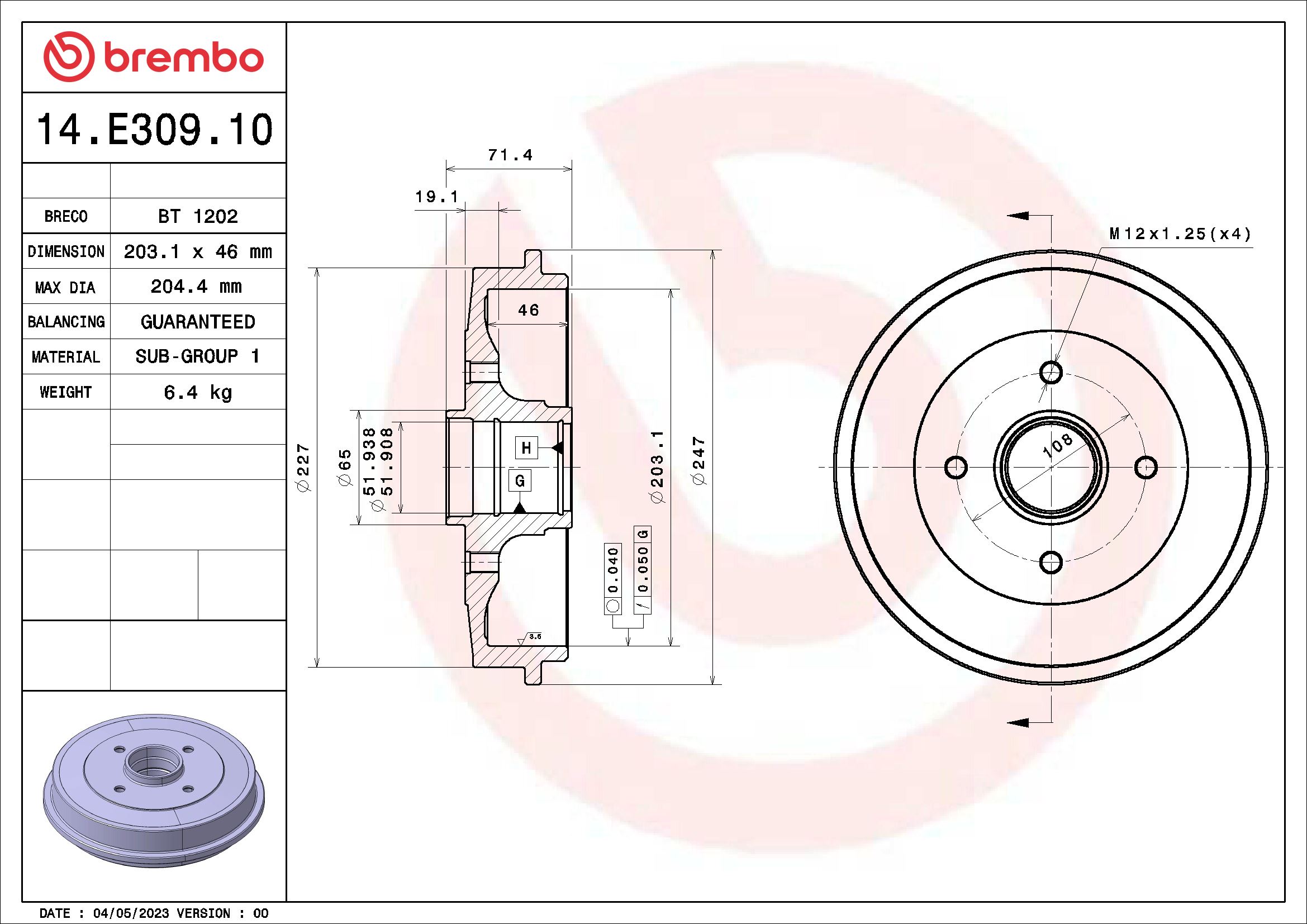 BREMBO 14.E309.10 ESSENTIAL...