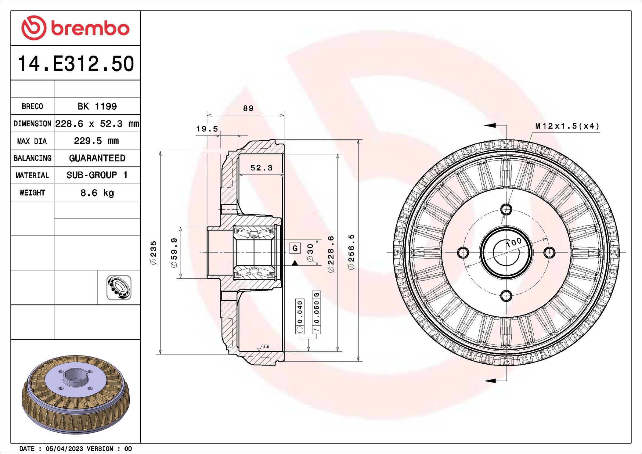 BREMBO 14.E312.50 ESSENTIAL...