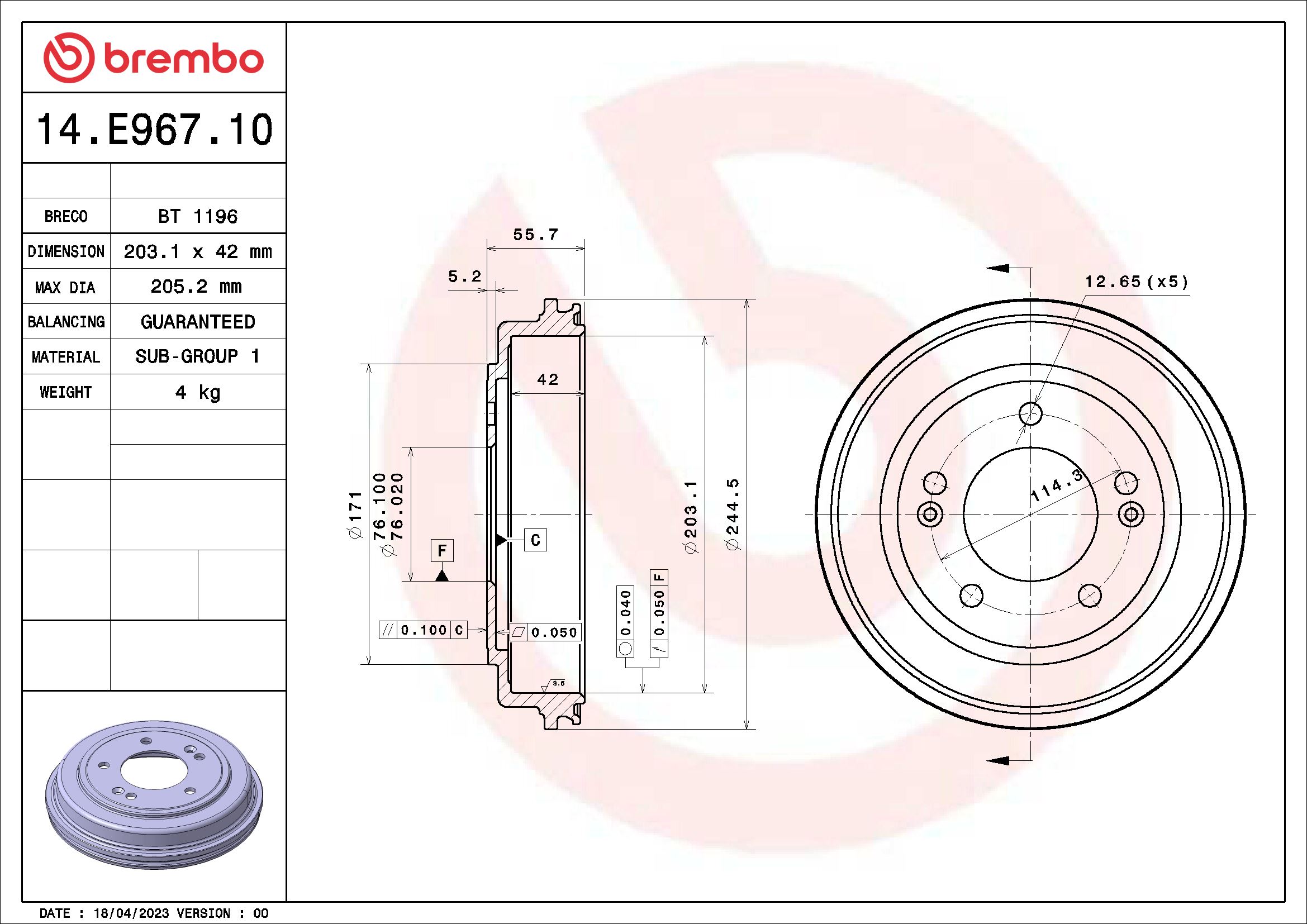 BREMBO 14.E967.10 ESSENTIAL...