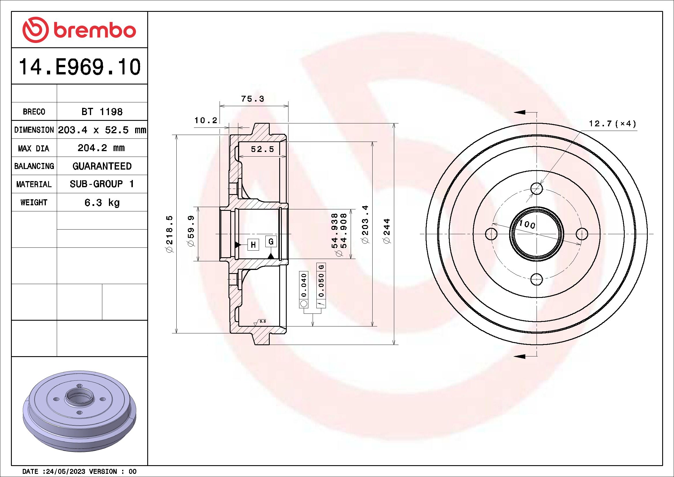 BREMBO 14.E969.10 ESSENTIAL...