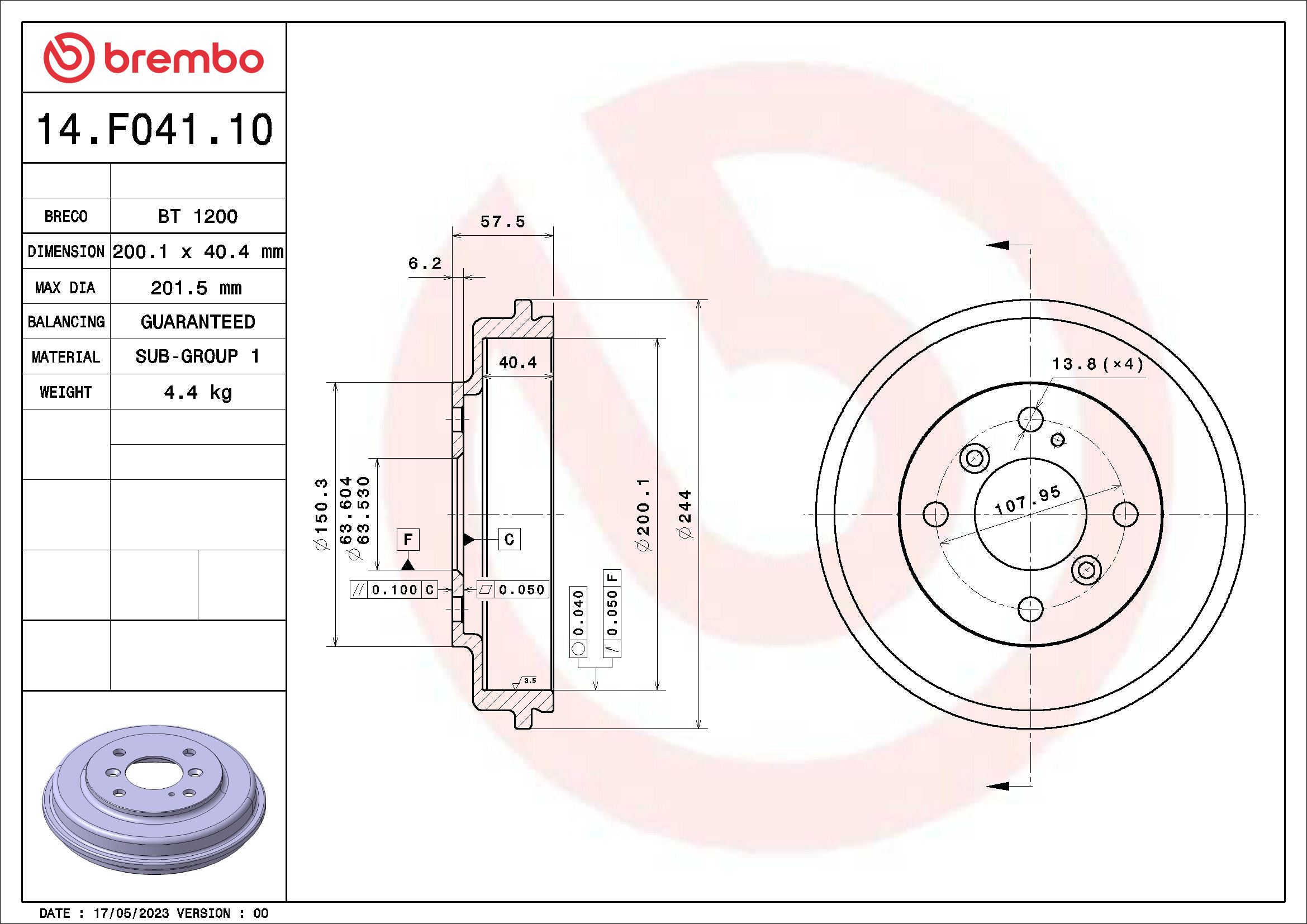 BREMBO 14.F041.10 ESSENTIAL...
