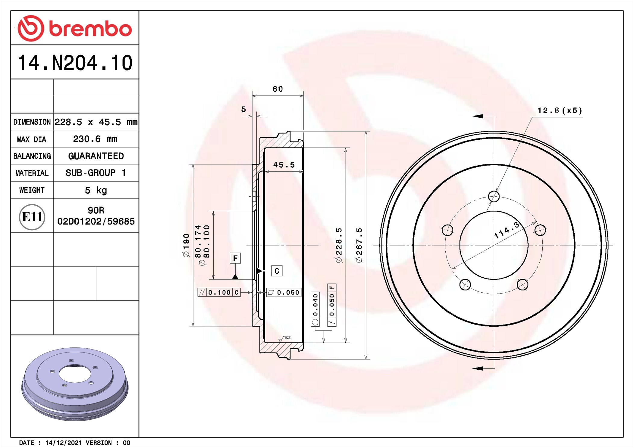 BREMBO 14.N204.10 ESSENTIAL LINE Bremstrommel