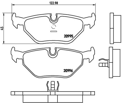 Mapco 6263 Kit Pastiglie Freno A Disco Posteriori Per BMW Serie 3 (E30, E36) – Altezza 37,6 Mm, Larghezza 125 Mm, Sistema ATE