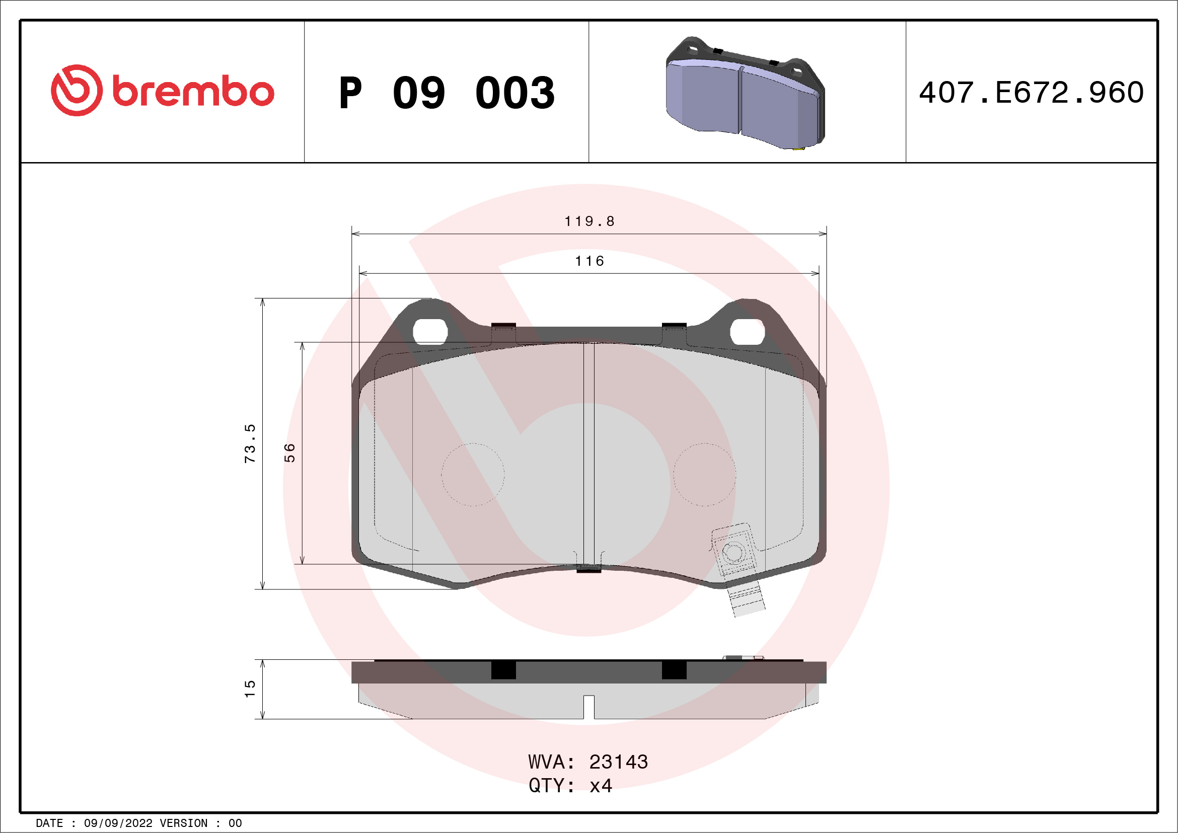 BREMBO P 09 003 Kit...