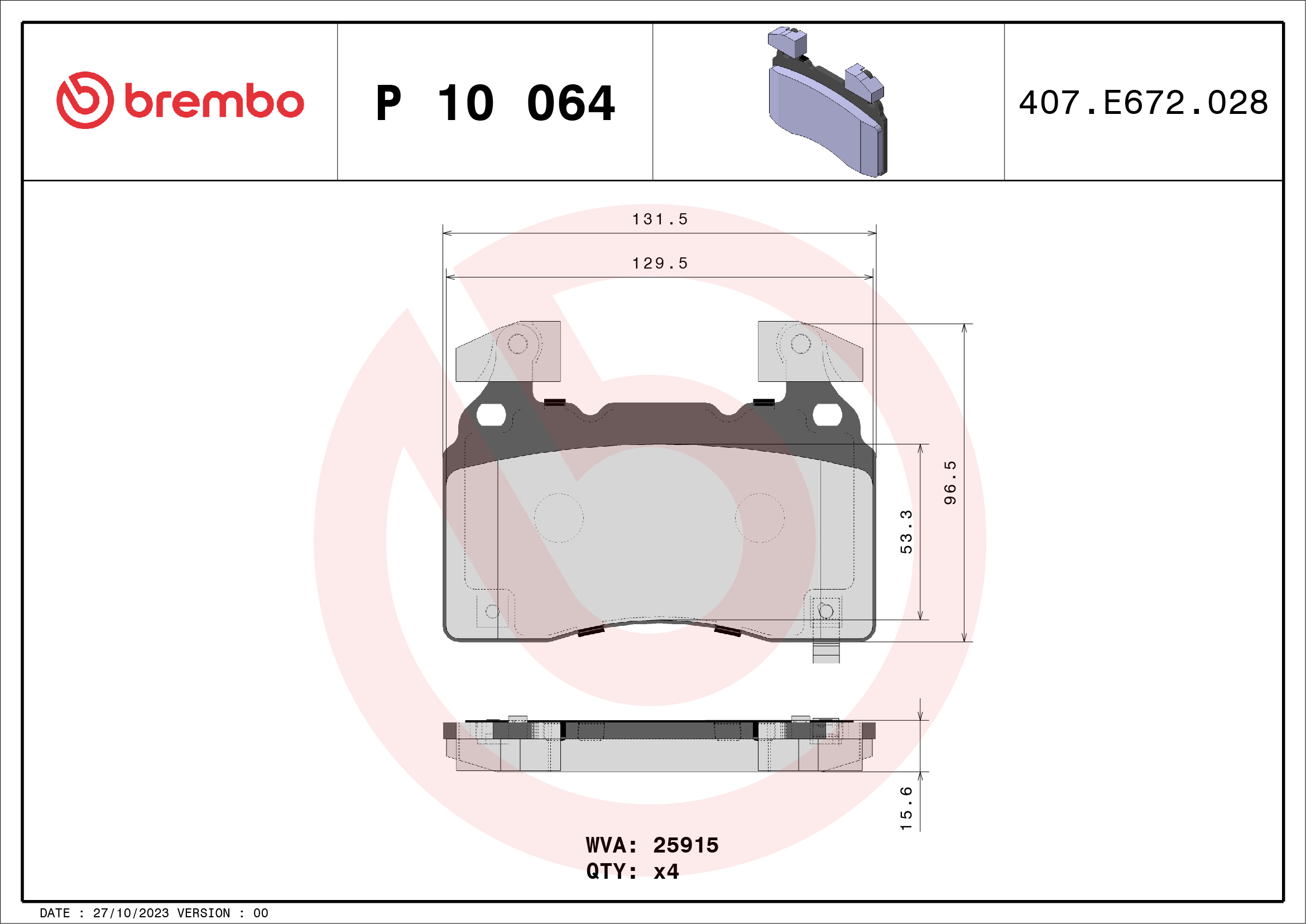 BREMBO P 10 064 PRIME LINE...