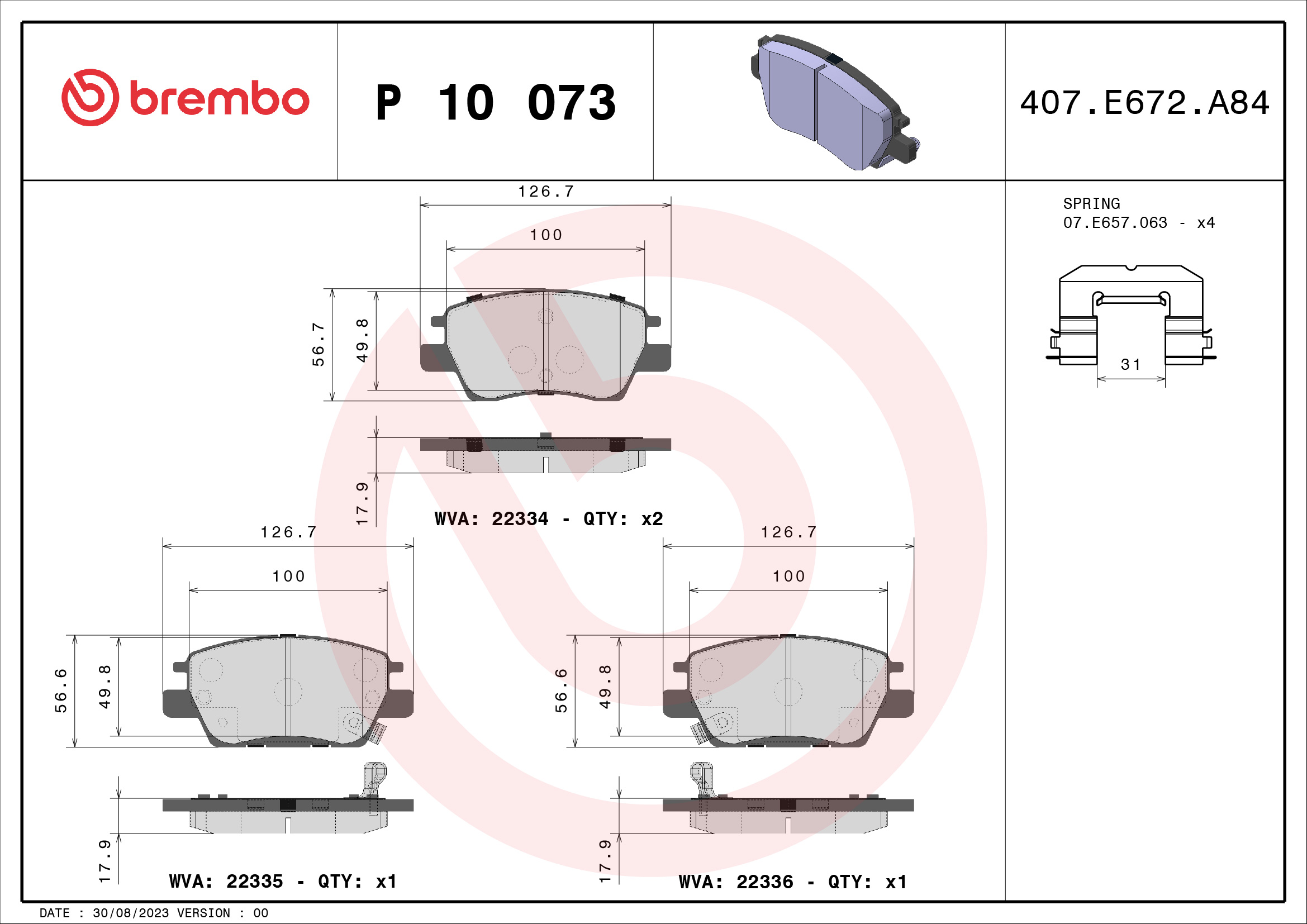 BREMBO P 10 073 PRIME LINE...
