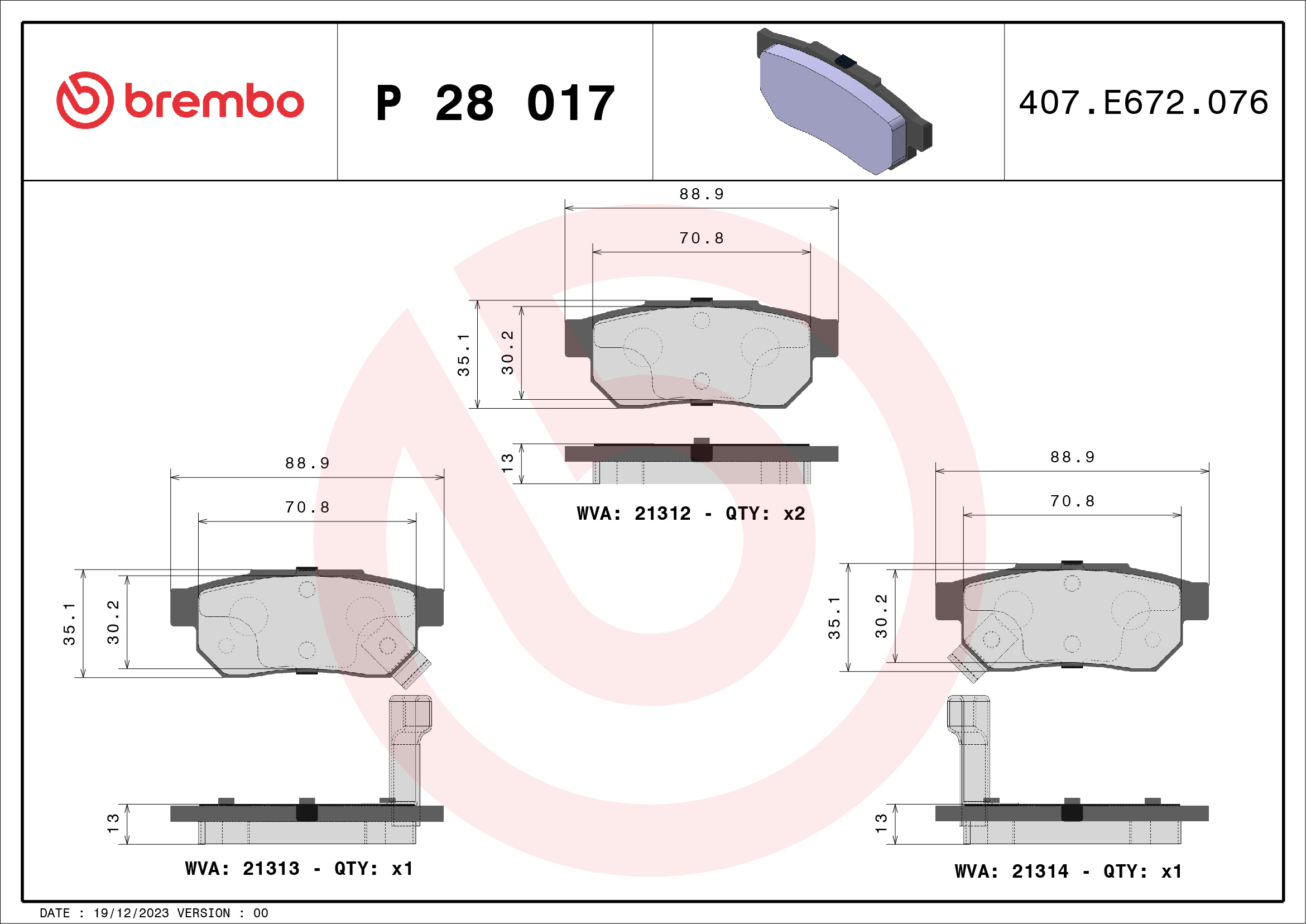 BREMBO P 28 017 Kit...