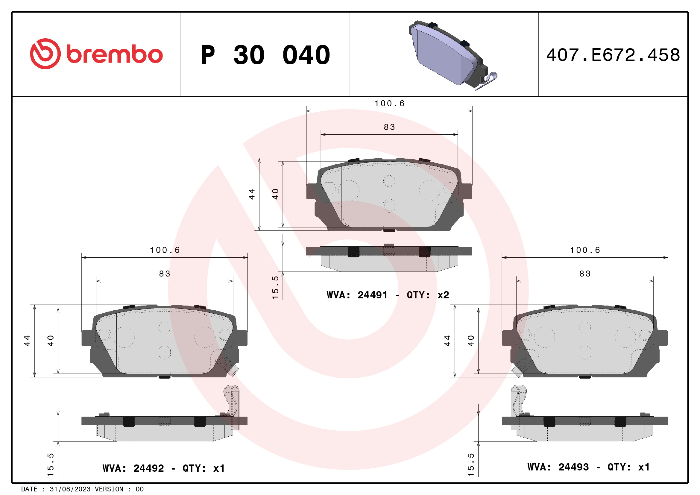 BREMBO P 30 040 Sada...